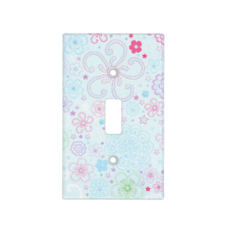 Blue Flowered Light Switch Cover