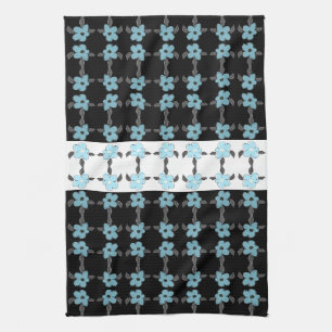 Blue Flowered with Black Kitchen Towel