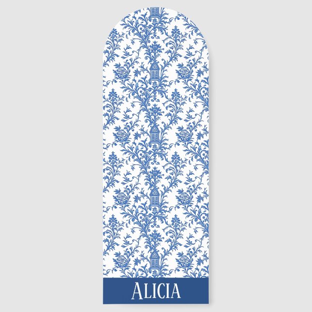 Blue Flowering Toile Bookmarks (Front)
