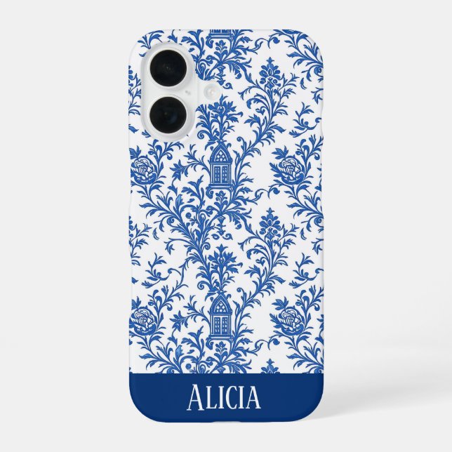 Blue Flowering Toile Iphone Case (Back)