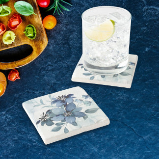 Blue Flowers 1 Stone Coaster