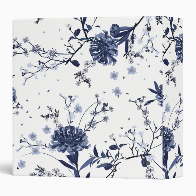 Blue flowers 3 ring binder (Back/Spine)