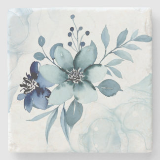 Blue Flowers 4 Stone Coaster