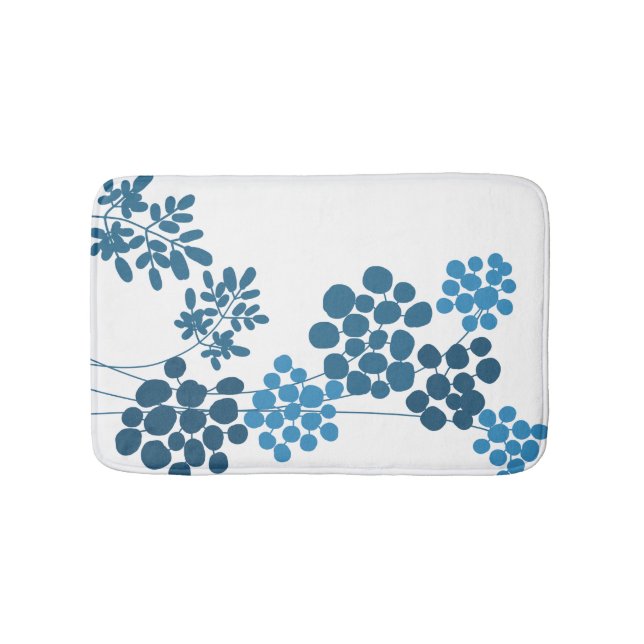 Blue Flowers Abstract  Bath Mat (Front)