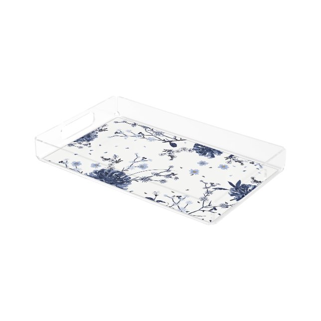 Blue flowers acrylic tray (Angled)