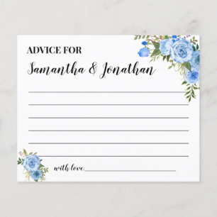 Blue Flowers Advice for Happy Couple Shower Card Flyer