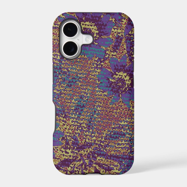 Blue flowers against leaf camouflage pattern iphone case (Back)