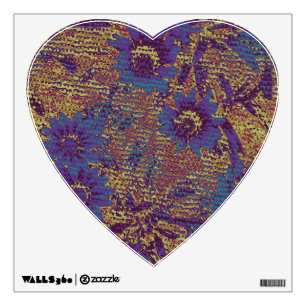 Blue flowers against leaf camouflage pattern wall decal