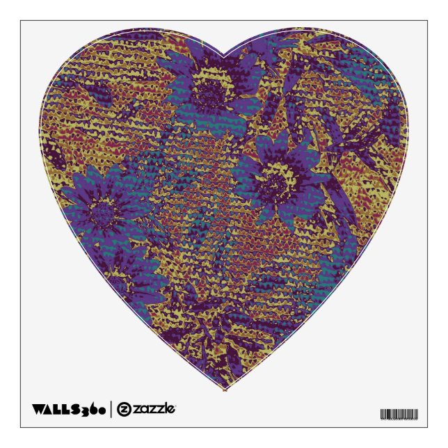 Blue flowers against leaf camouflage pattern wall decal (Front)