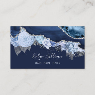 blue flowers agate design business card
