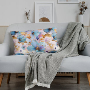 Blue Flowers Alcohol Ink in Soft Pastels Pillow Case