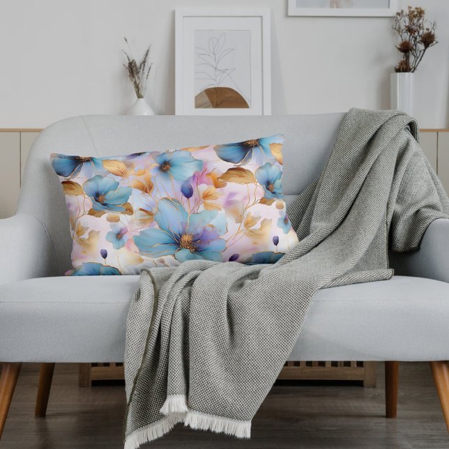 Blue Flowers Alcohol Ink  in Soft Pastels Pillow Case (Creator Uploaded)