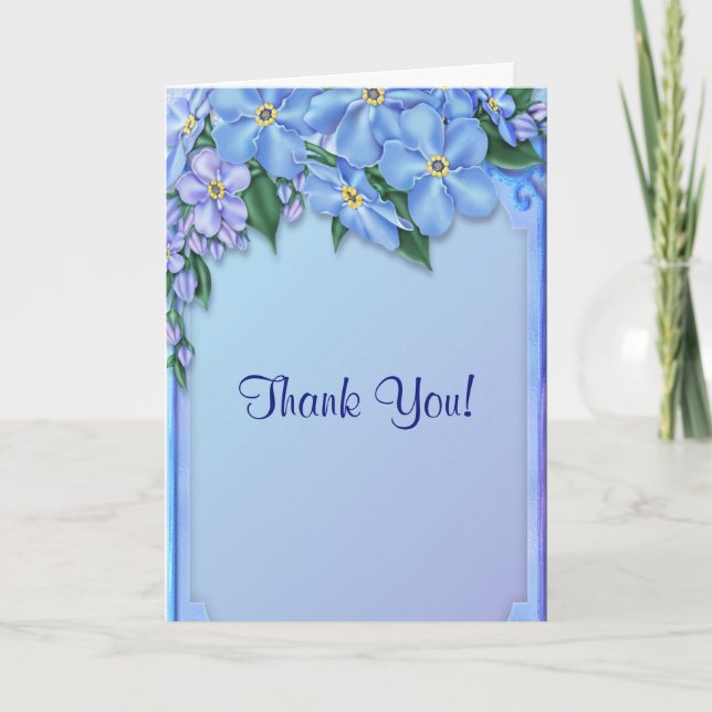 Blue Flowers All Ocassion Thank You Note (Front)
