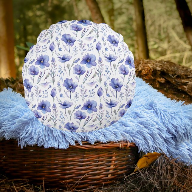 Blue Flowers All Over Print Pillow (Blue Flowers All Over Print Pillow Mockup 1)