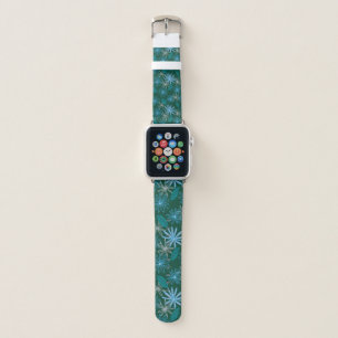 Blue Flowers Among Forest Green Apple Watch Band