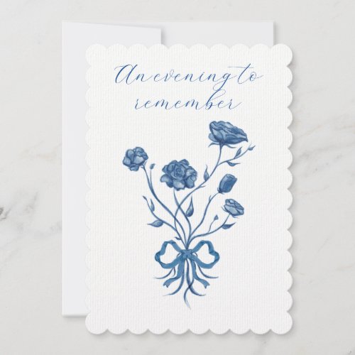 Blue Flowers And Bow Invitation