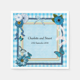 Blue Flowers and Butterflies Napkins