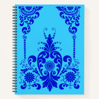 blue flowers and culicues print notebook