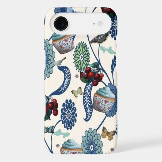 Blue Flowers and Cupcakes Case-Mate iPhone Case (Back)