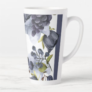 Blue flowers and fruits in frame Latte Mug