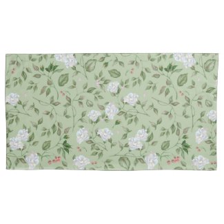 Blue Flowers and Gooseberry Sage Pillowcase