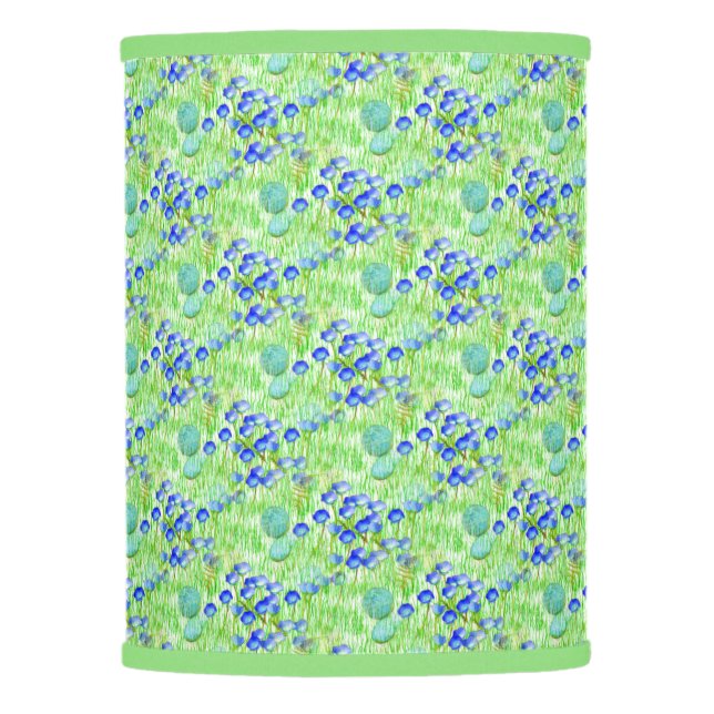 Blue Flowers And Grass Nature Art Pattern      Lamp Shade (Front)