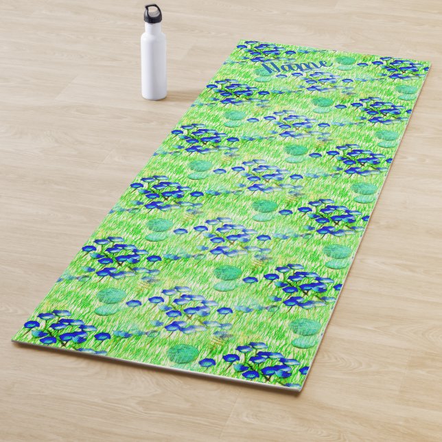 Blue Flowers And Grass Nature Art Personalized Yoga Mat (In Situ)
