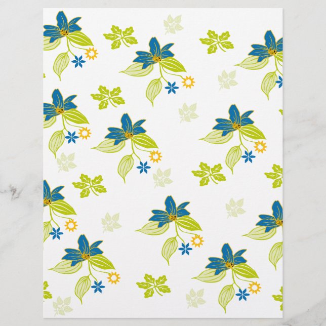 Blue flowers and green leaf pattern: (Front)