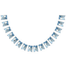 Blue Flowers and Pearls Bunting Flag