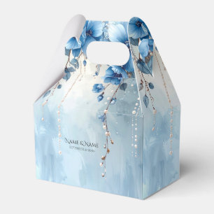 Blue Flowers and Pearls Favor Box
