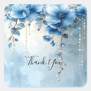 Blue Flowers and Pearls Sticker