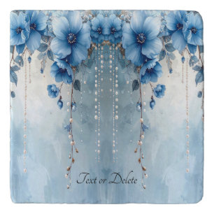 Blue Flowers and Pearls Trivet