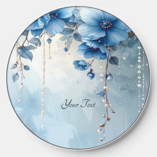 Blue Flowers and Pearls Wireless Charger
