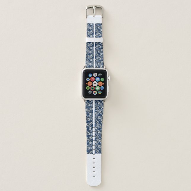 Blue Flowers Apple Watch Band (Front)