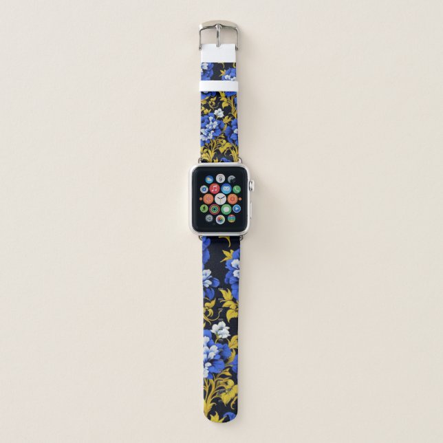 Blue Flowers Apple Watch Band (Front)
