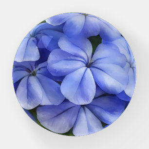 Blue Flowers Art Glass Floral Paperweight