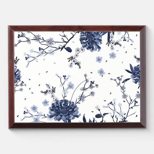Blue flowers award plaque (Horizontal)