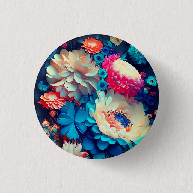 Blue Flowers Background-1 Button (Front)
