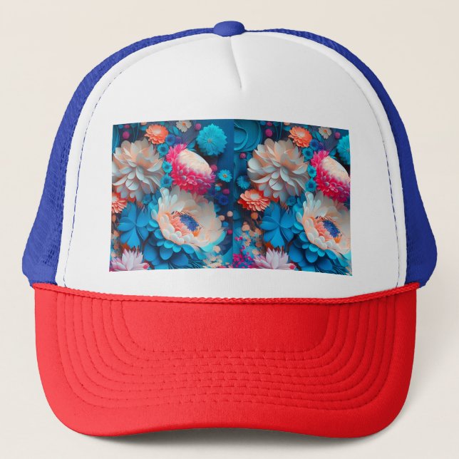 Blue Flowers Background-1 Trucker Hat (Front)