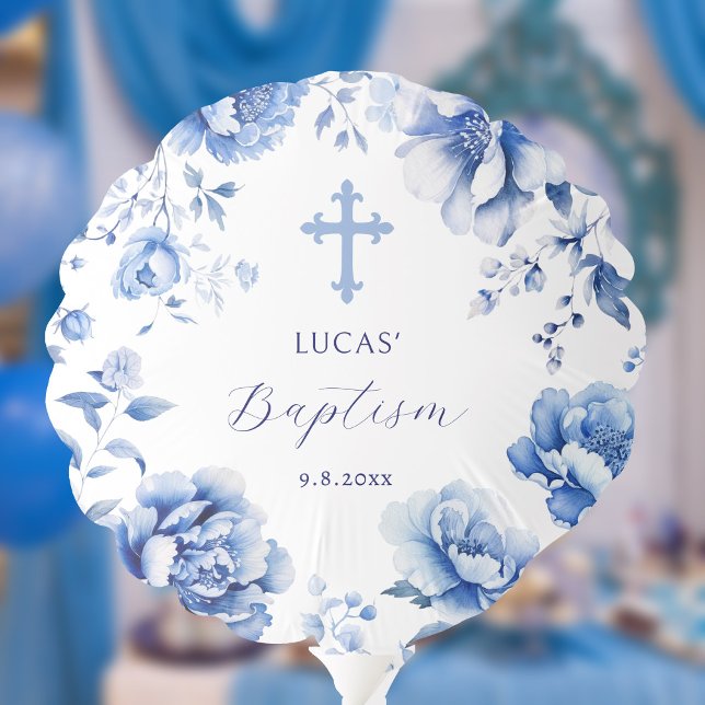 Blue Flowers Baptism Balloon (Creator Uploaded)