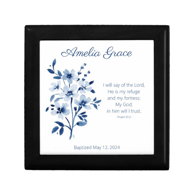 Blue Flowers Baptism Gift Box  (Front)