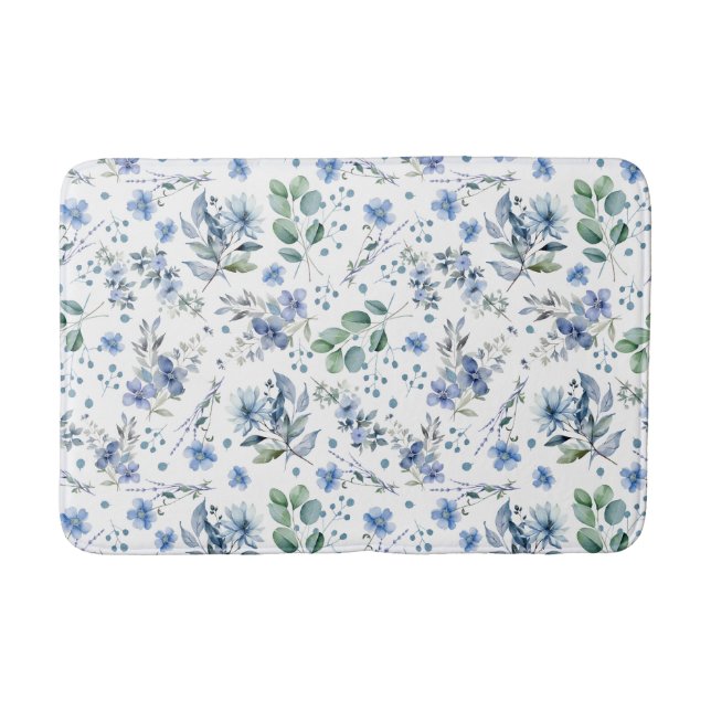 Blue Flowers Bath Mat (Front)