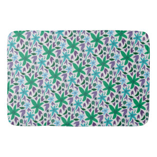Blue flowers bath mat