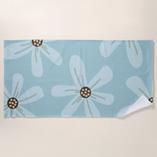 blue flowers beach towel