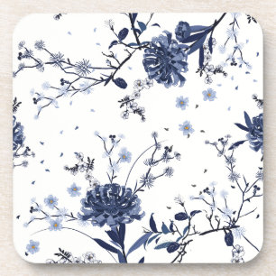 Blue flowers beverage coaster