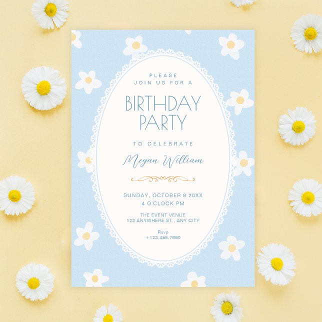 Blue flowers birthday invitation (Creator Uploaded)