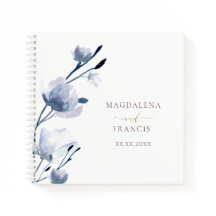 blue flowers blossom wedding Guest Book