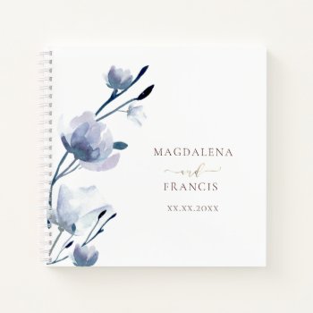 Blue Flowers Blossom Wedding Guest Book by amoredesign at Zazzle