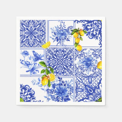 Blue flowersblue chinaporcelainbirds napkins