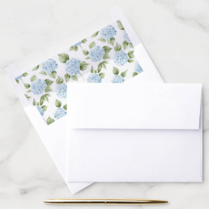 Blue Flowers, Blue Hydrangeas, Watercolor Flowers Envelope Liner